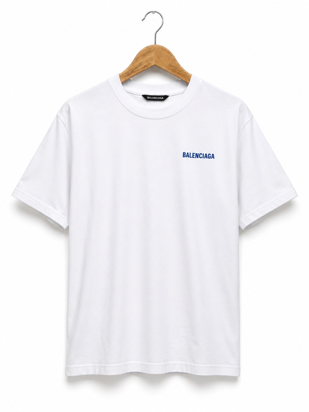BALENCIAGA White Oversized Logo T-Shirt XS Fits M/L Blue Logo unisex